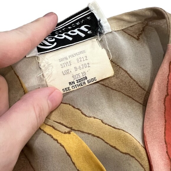 Teddi of California Brown Chevron Blouse 10 - Picture 4 of 4